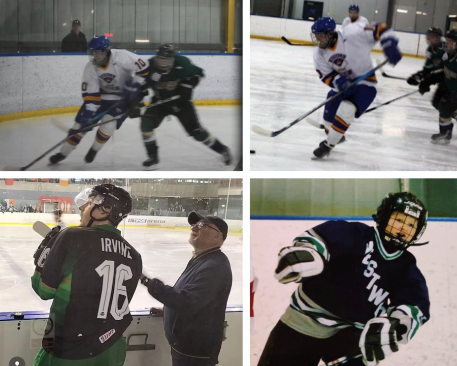 Young boy playing hockey