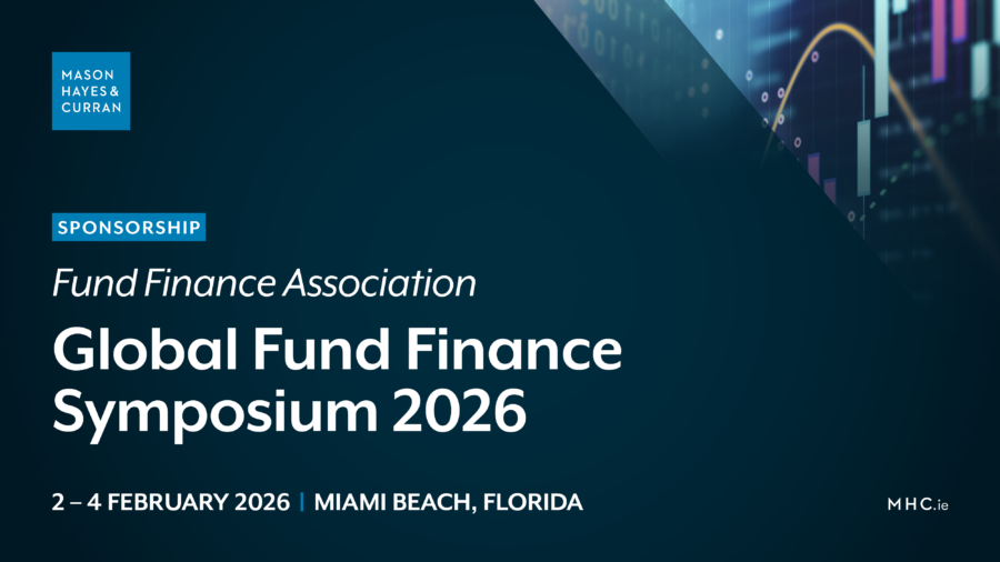 white text on blue banner - Global Fund Finance Symposium 2026