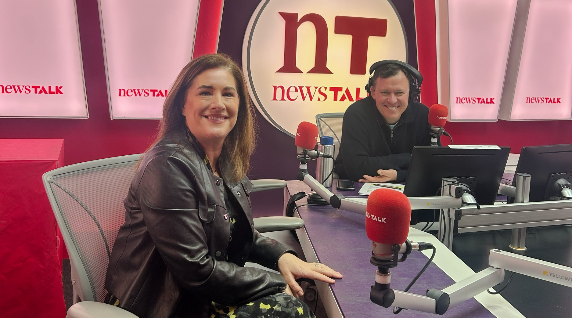 Melanie Crowley with Anton Savage in Newstalk radio studio