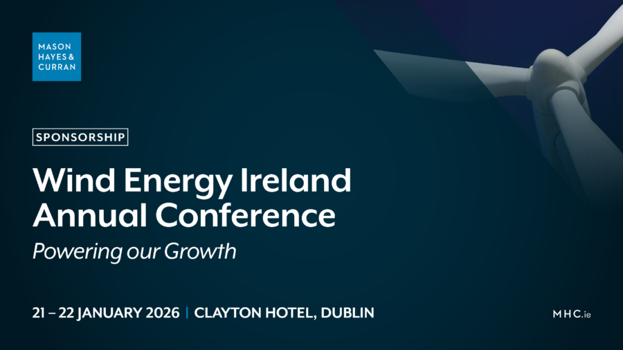 White text on a blue background with Sponsorship: Wind Energy Ireland Annual Conference