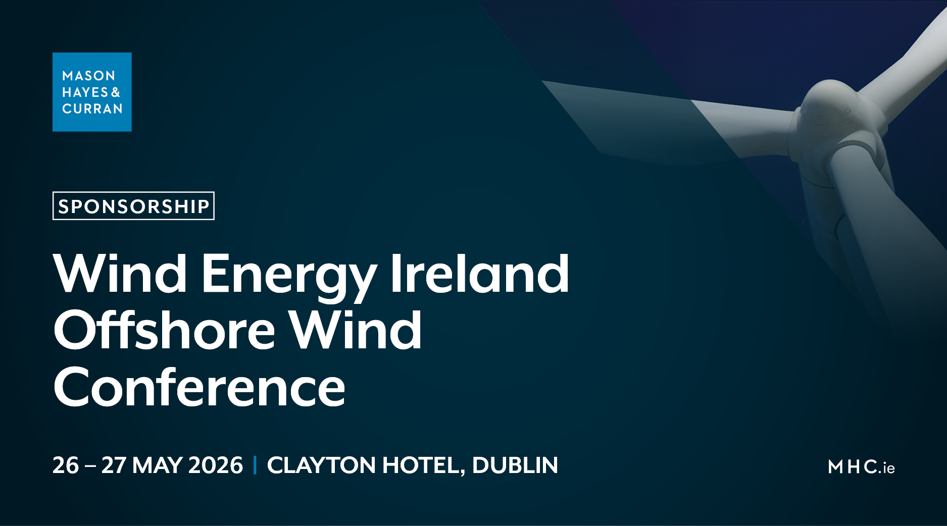 text on blue backdrop - Wind Energy Ireland Offshore Wind Conference