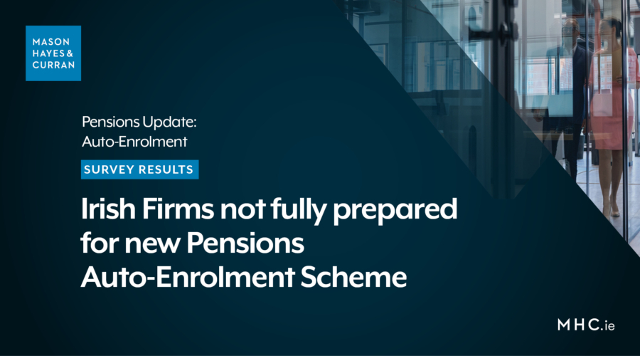 Irish firms not fully prepared for new Pensions Auto-enrolment scheme - white text on navy background