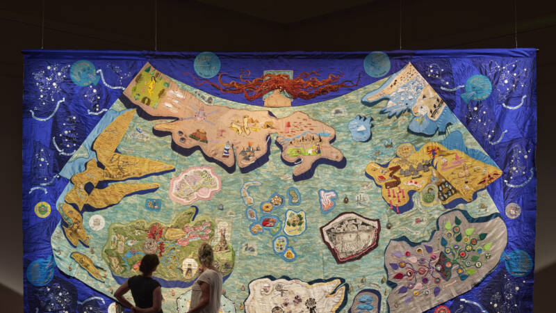 Alice Maher & Rachel Fallon. The Map. 2021. Textile, hand embroidery, mixed media. 430 X 620 X 60 cm. Photo Credit: Ros Kavanagh